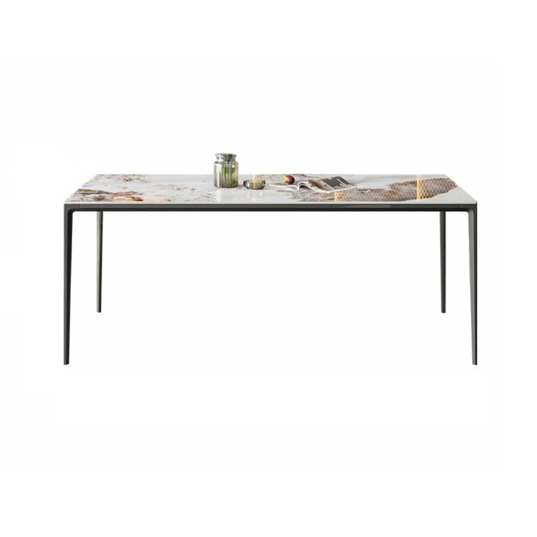 Minimalist White Brown Rectangle Shape Dining Set Kitchen Standard Dining Set with 4 Legs Table