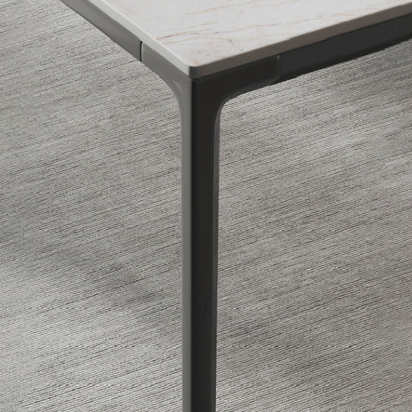 Minimalist White Brown Rectangle Shape Dining Set Kitchen Standard Dining Set with 4 Legs Table