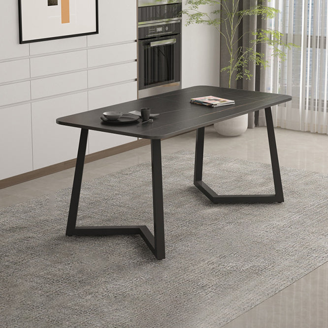Minimalist Traditional Height Sintered Stone Top Dining Table Rectangle Dining Room Set For Kitchen