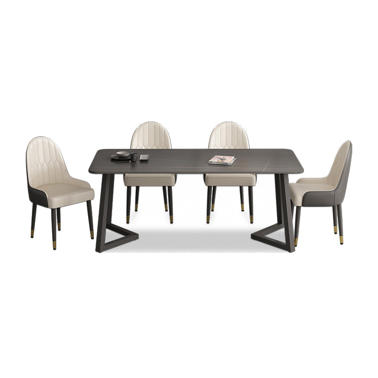 Minimalist Traditional Height Sintered Stone Top Dining Table Rectangle Dining Room Set For Kitchen