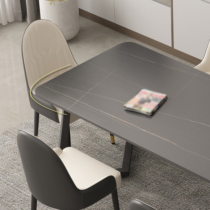 Minimalist Traditional Height Sintered Stone Top Dining Table Rectangle Dining Room Set For Kitchen