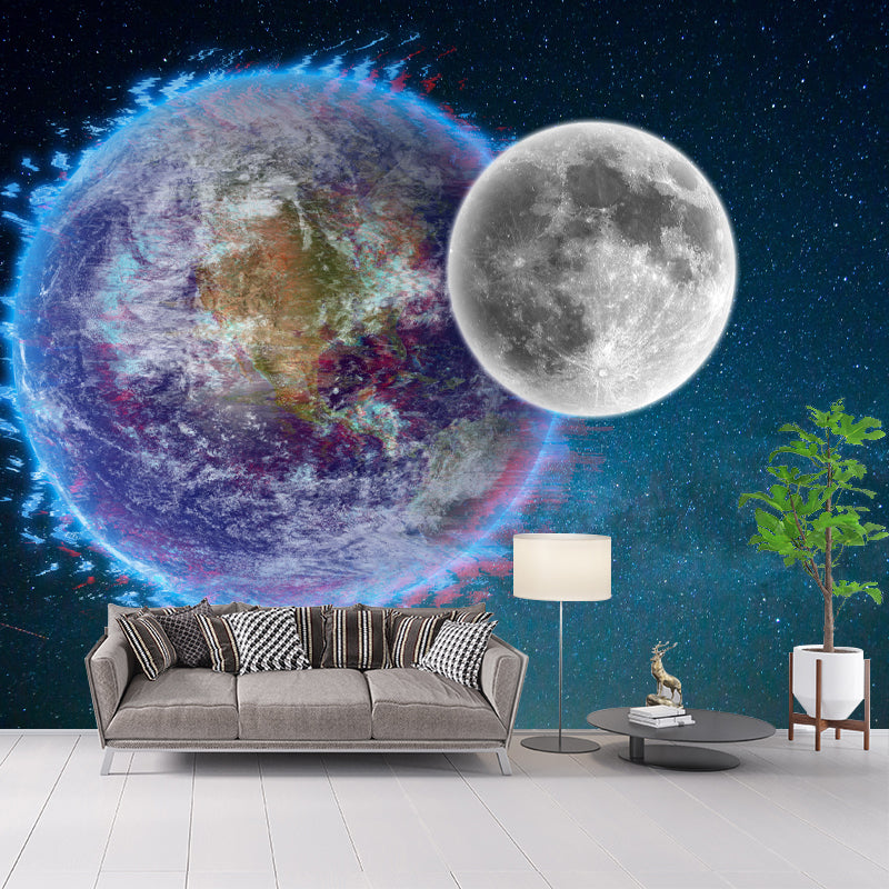 Universe Giant Planets Murals Stain-Resistant Contemporary Wall Decor for Bedroom