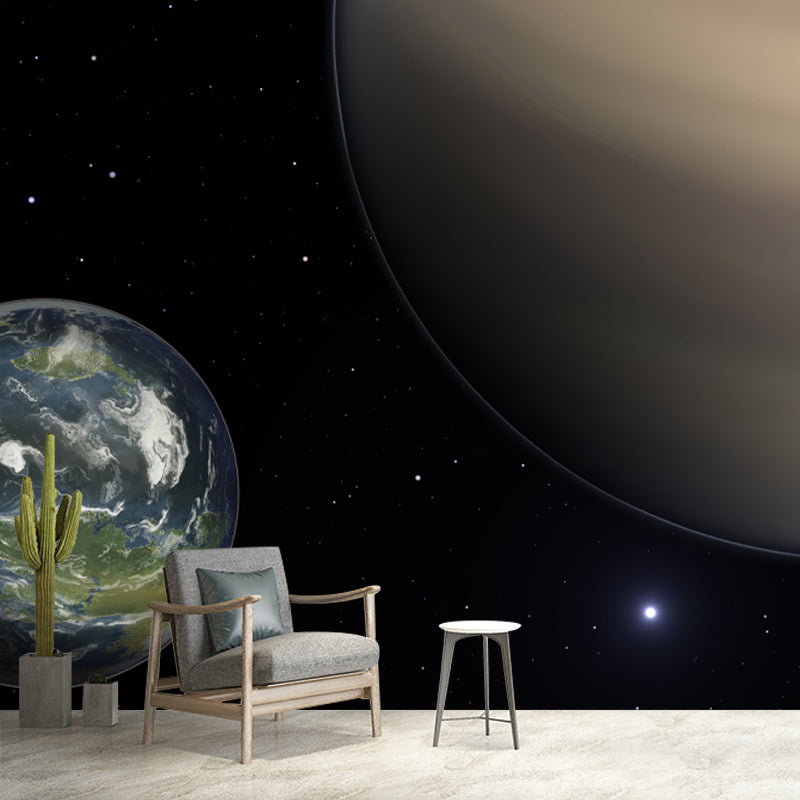 Universe Giant Planets Murals Stain-Resistant Contemporary Wall Decor for Bedroom