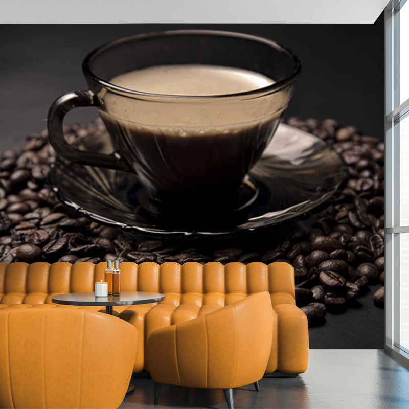 Minimalism Style Coffee Bean Mildew Resistant Coffee Shop Wall Covering