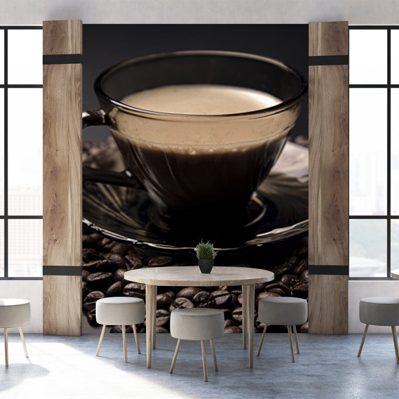 Minimalism Style Coffee Bean Mildew Resistant Coffee Shop Wall Covering