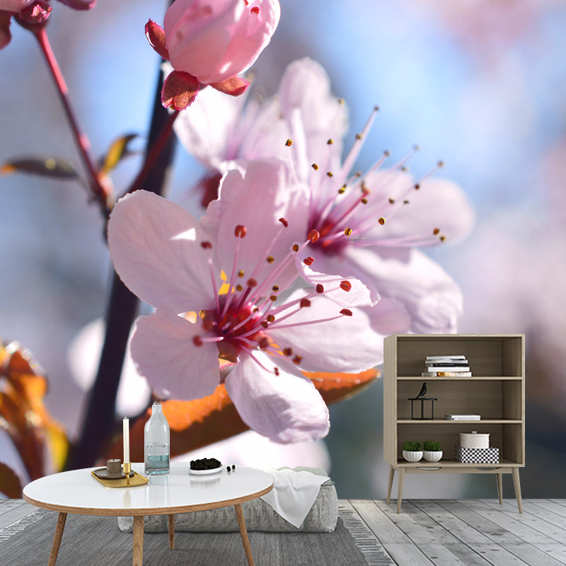 Flower Wall Mural for Sleeping Room Gust Room Water Resistant, Custom Size Available