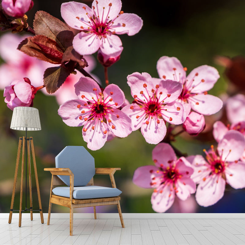 Flower Wall Mural for Sleeping Room Gust Room Water Resistant, Custom Size Available