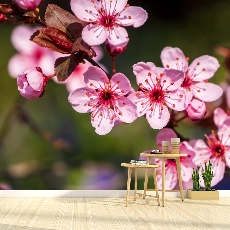 Flower Wall Mural for Sleeping Room Gust Room Water Resistant, Custom Size Available