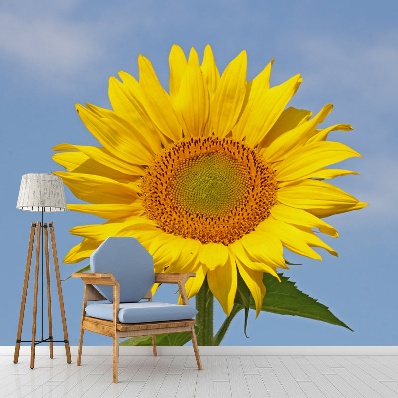 Blooming Sunflower Wall Mural for Living Room Decoration, Made to Measure