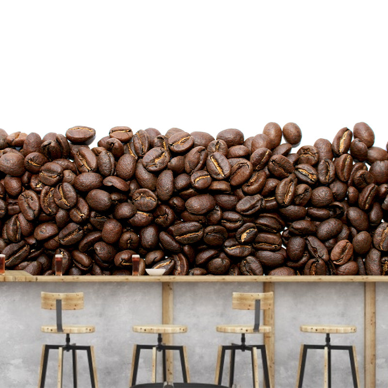 Coffee Beans Mural Photography Horizontal Dark Color Wall Covering for Coffee Shop