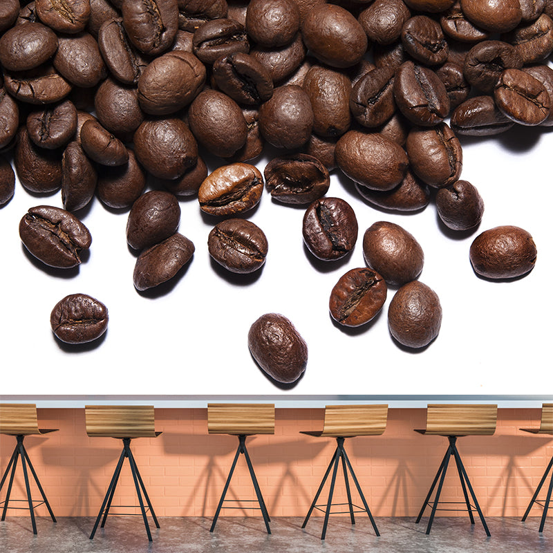 Coffee Beans Mural Photography Horizontal Dark Color Wall Covering for Coffee Shop