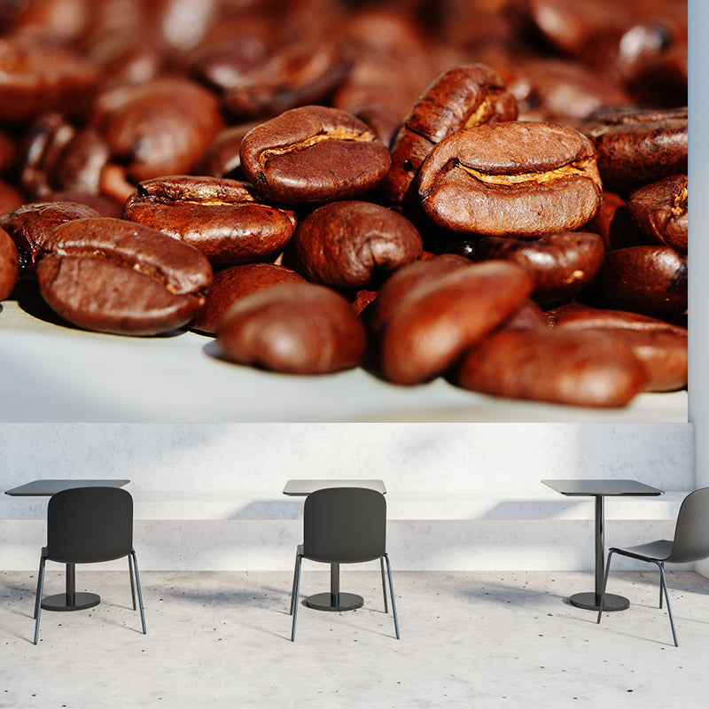 Customized Coffee Beans Mural Dark Color Mildew Resistant Wallpaper for Coffee Shop