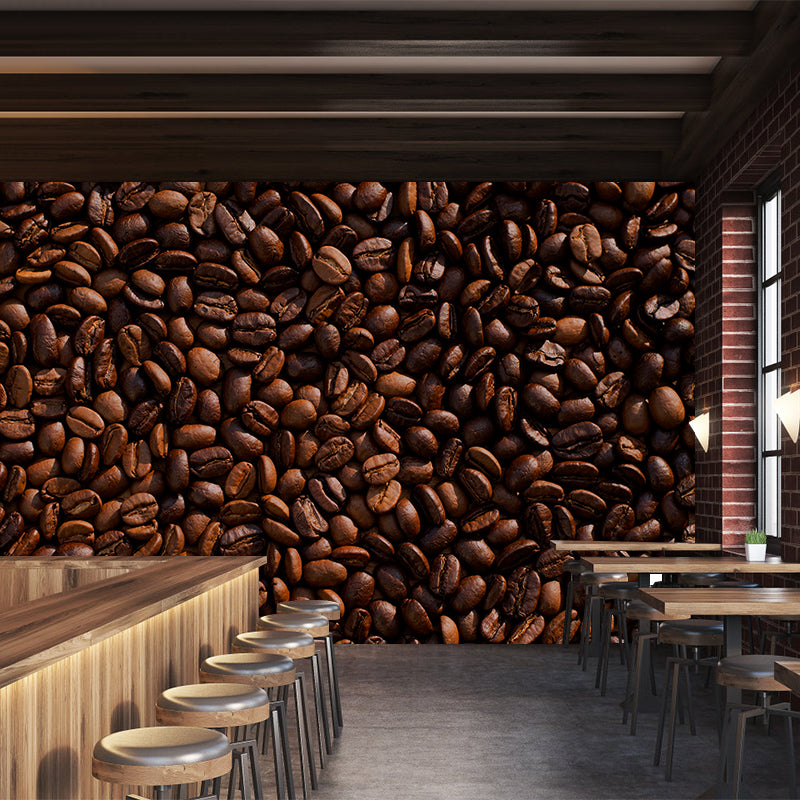 Dark Color Coffee Beans Mural Photography Horizontal Wall Covering for Coffee Shop