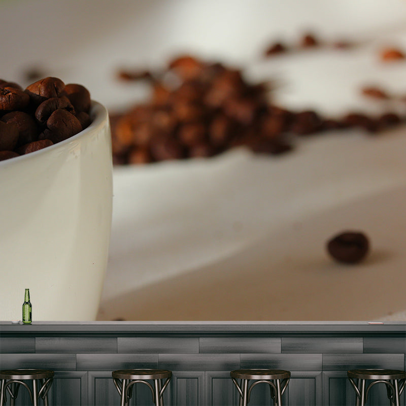 Dark Color Coffee Beans Mural Photography Horizontal Wall Covering for Coffee Shop