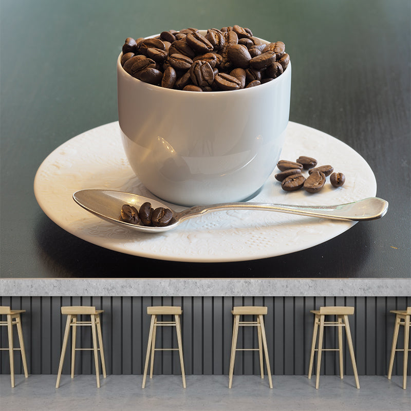 Dark Color Coffee Beans Mural Photography Horizontal Wall Covering for Coffee Shop