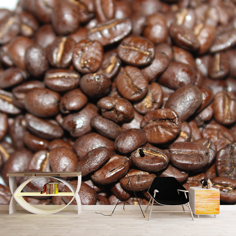 Coffee Beans Mural Wallpaper Modern Style Mildew Resistant Commerce Shop Decoration