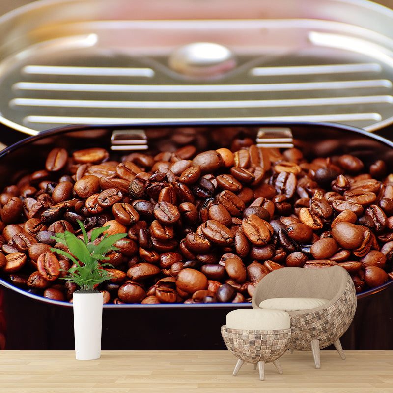Coffee Beans Mural Wallpaper Modern Style Mildew Resistant Commerce Shop Decoration