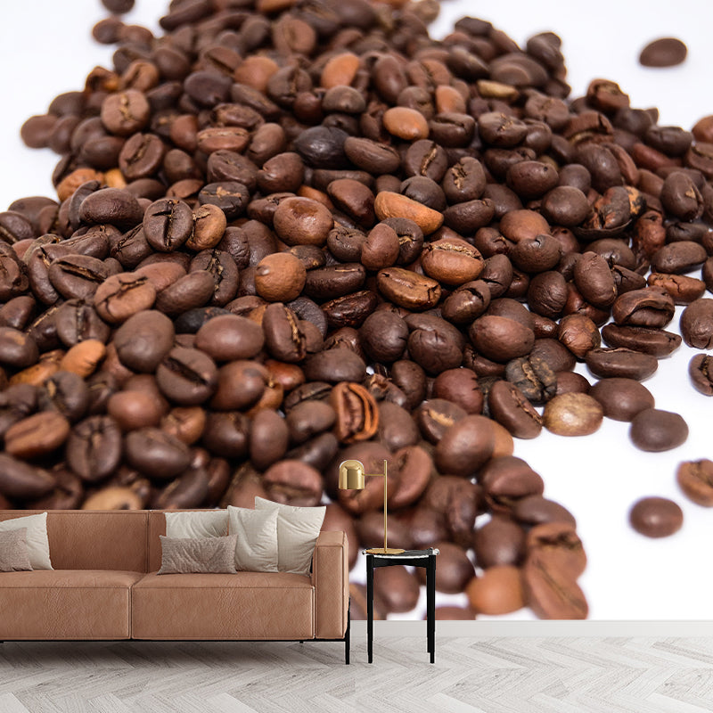 Coffee Beans Mural Wallpaper Contemporary Style Mildew Resistant Commerce Shop Decoration