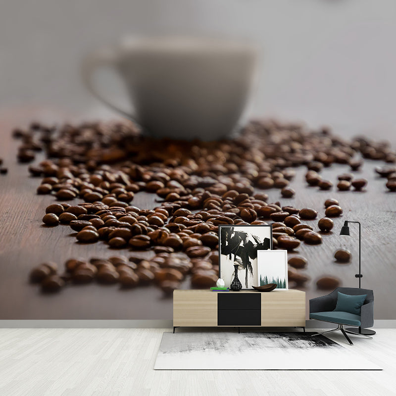 Minimalism Coffee Beans Mural Photography Wall Covering for Coffee Shop
