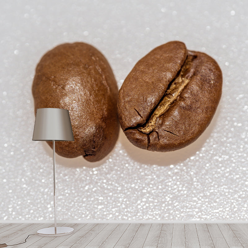 Photography Coffee Beans Mural Mildew Resistant Wallpaper for Coffee Shop
