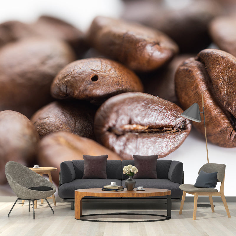 Photography Coffee Beans Mural Mildew Resistant Wallpaper for Coffee Shop