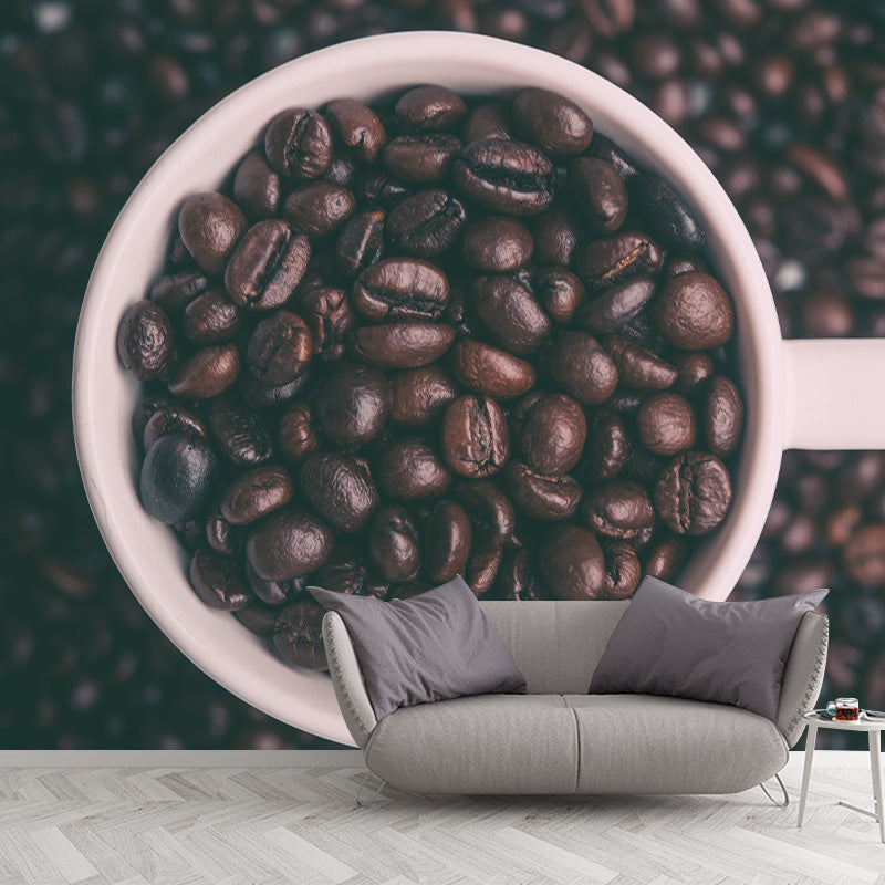 Minimalism Coffee Beans Mural Photography Horizontal Wall Covering for Coffee Shop