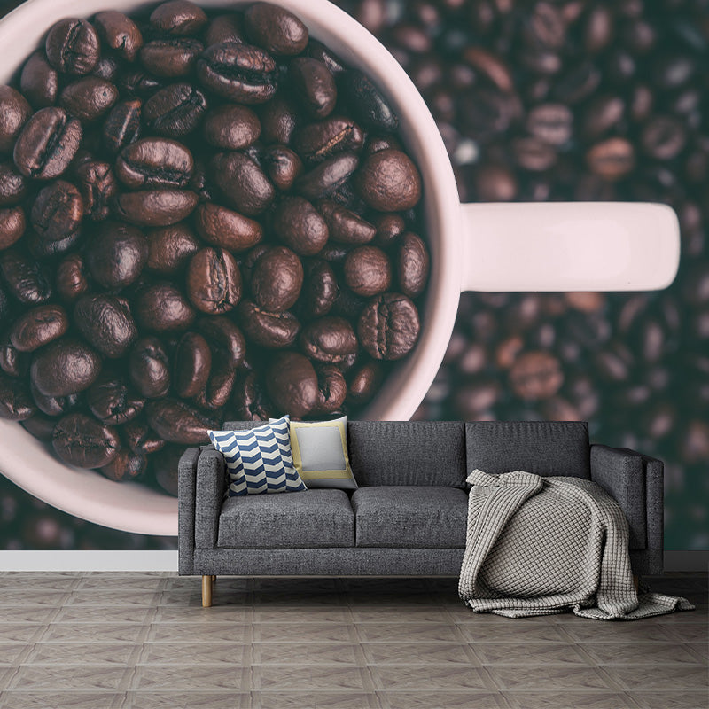 Minimalism Coffee Beans Mural Photography Horizontal Wall Covering for Coffee Shop