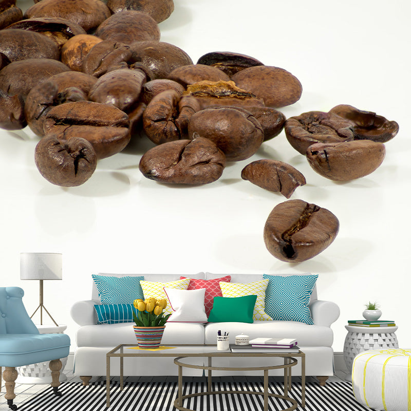 Minimalism Coffee Beans Mural Photography Horizontal Wall Covering for Coffee Shop