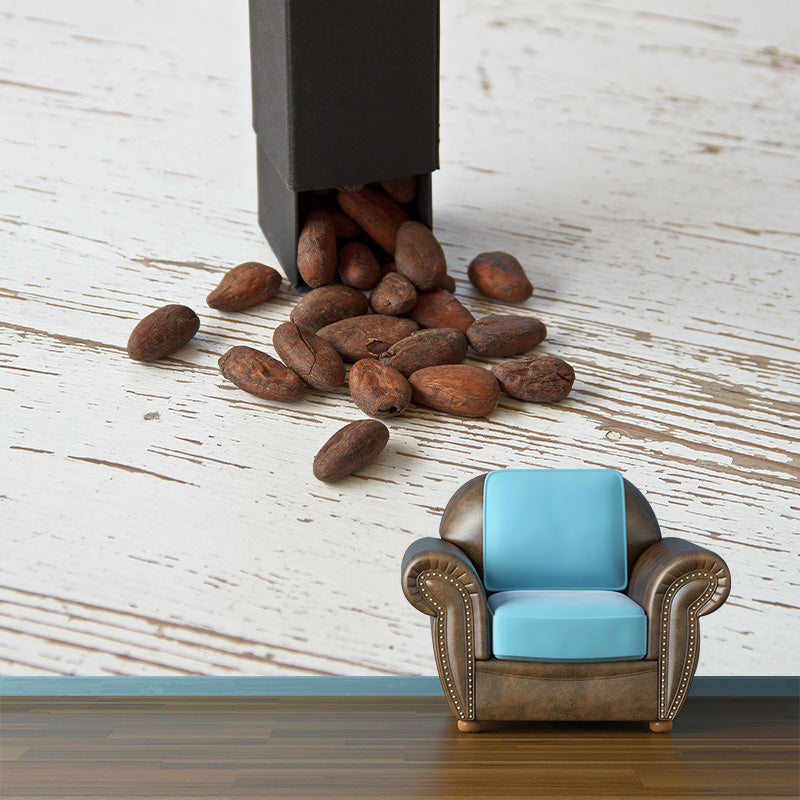 Coffee Beans Mural Wallpaper Contemporary Mildew Resistant Commerce Shop Decoration