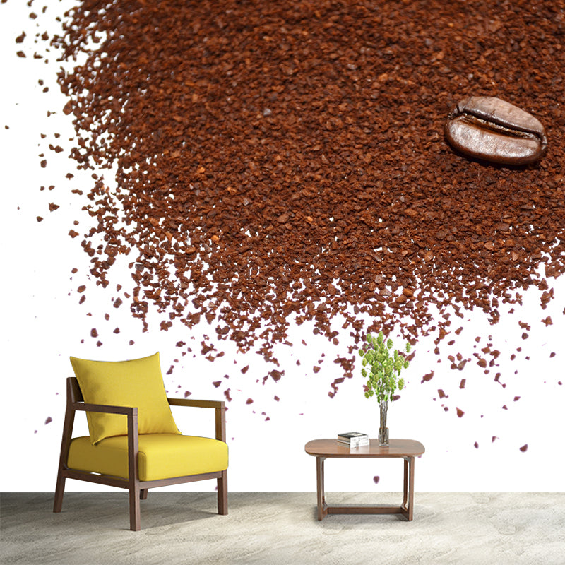 Coffee Beans Mural Wallpaper Contemporary Mildew Resistant Commerce Shop Decoration