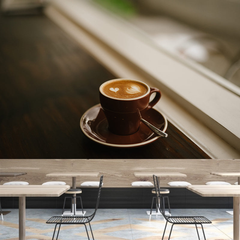 Minimalism Coffee Mural Environment Friendly Wall Covering for Coffee Shop