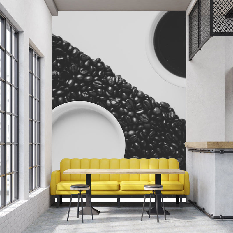Light Color Coffee Mural Wallpaper Contemporary Mildew Resistant Shop Decoration