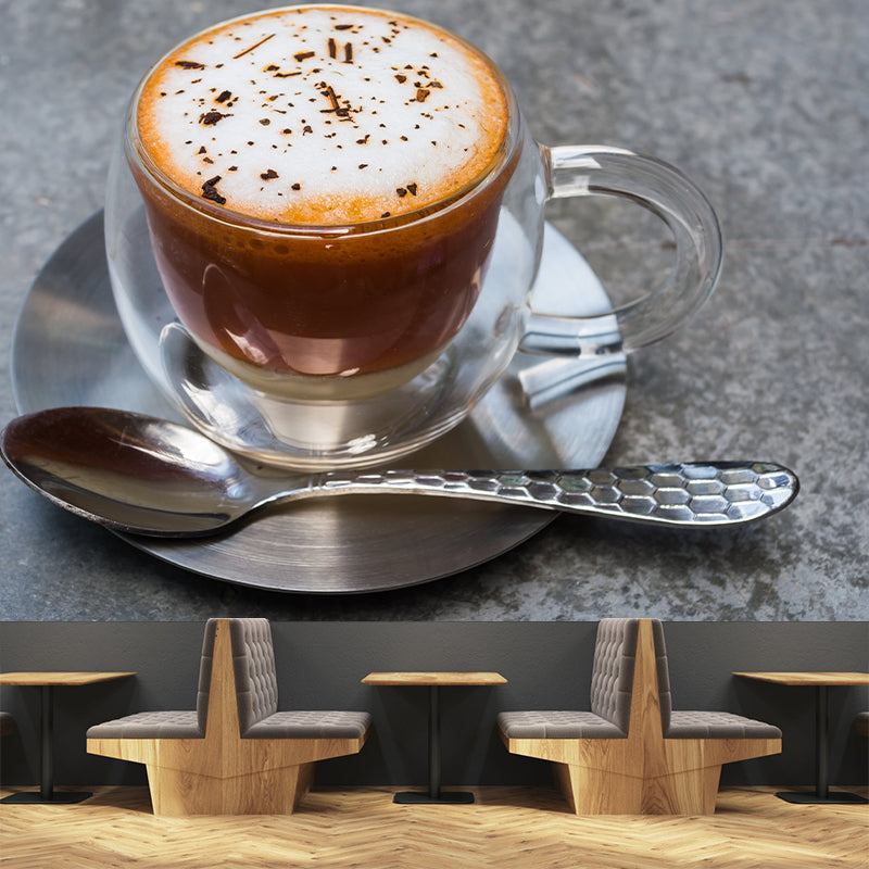 Light Color Coffee Mural Wallpaper Contemporary Mildew Resistant Shop Decoration