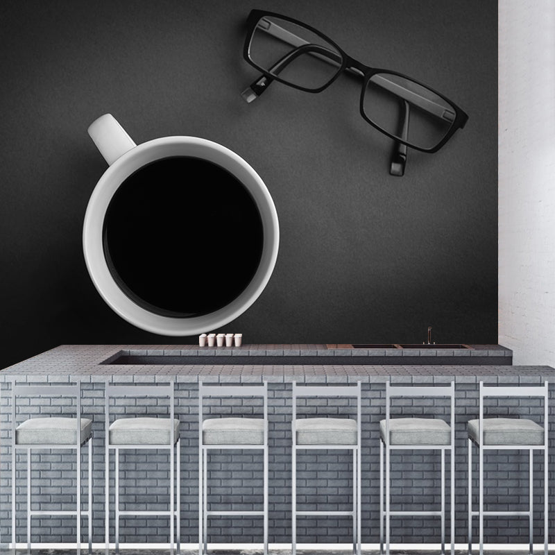 Dark Coffee Mural Wallpaper Contemporary Mildew Resistant Commerce Shop Decoration