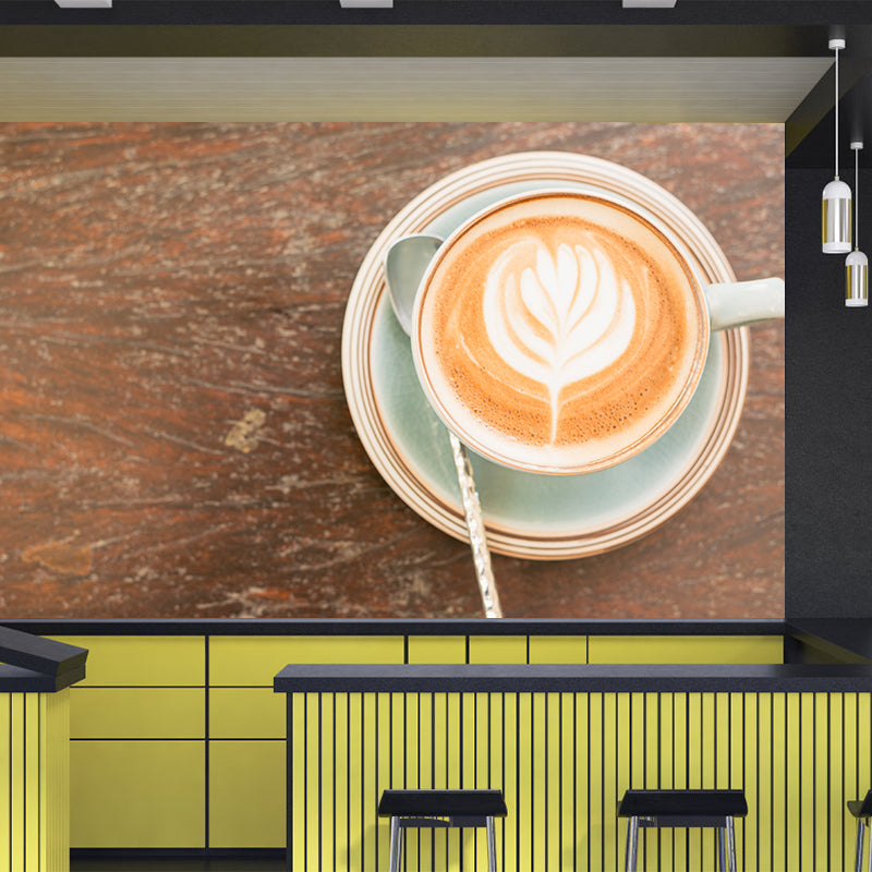 Aromatic Coffee Mural Photography Contemporary Wall Covering for Coffee Shop
