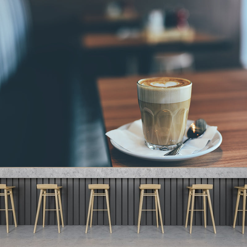 Aromatic Coffee Mural Photography Contemporary Wall Covering for Coffee Shop