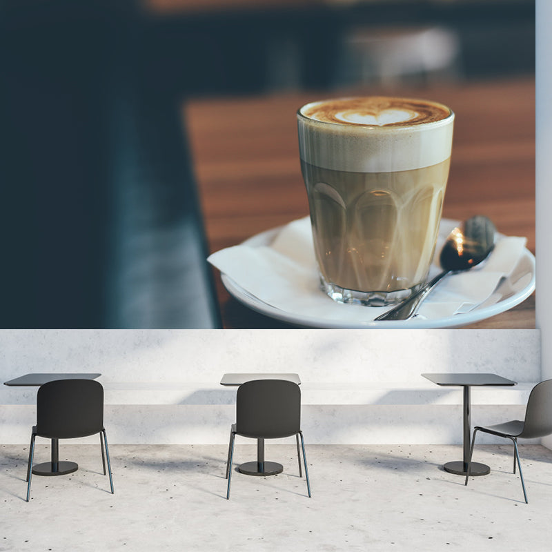 Aromatic Coffee Mural Photography Contemporary Wall Covering for Coffee Shop