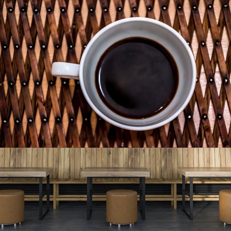 Aromatic Coffee Mural Photography Contemporary Wall Covering for Coffee Shop