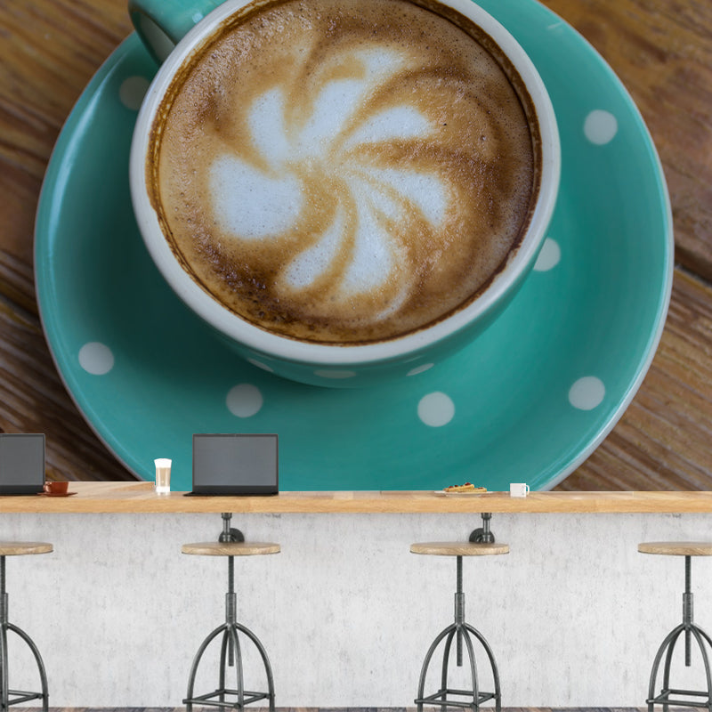 Light Color Coffee Mural Wallpaper Contemporary Mildew Resistant Commerce Shop