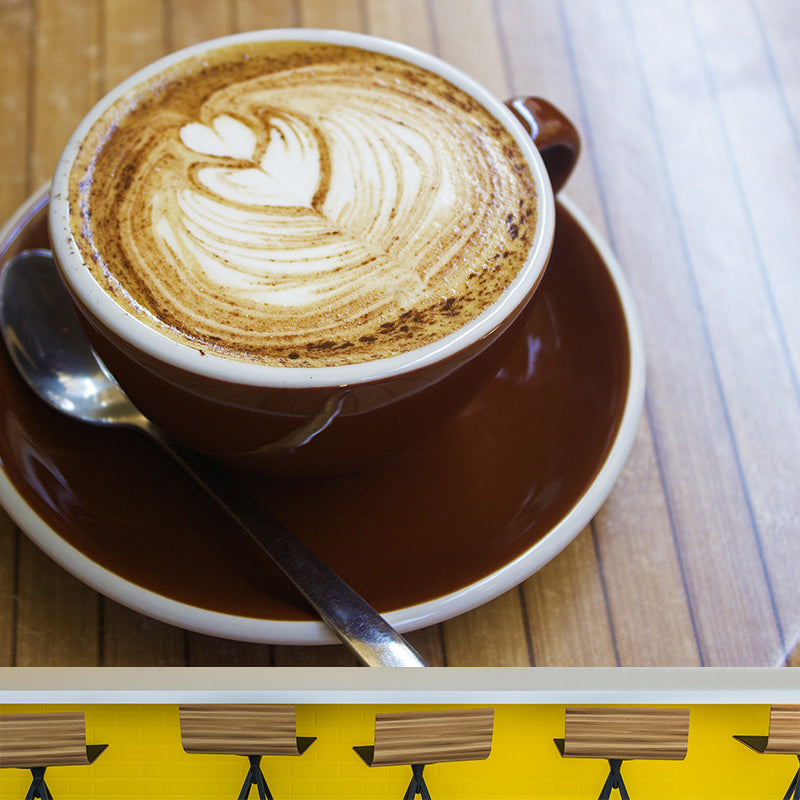 Contemporary Coffee Mural Photography Horizontal Wall Covering for Coffee Shop