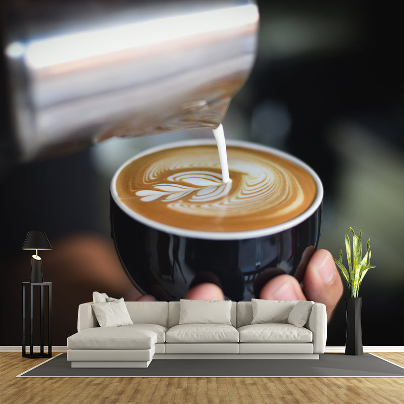 Soft Color Aromatic Coffee Mural Photography Horizontal Wall Covering for Coffee Shop