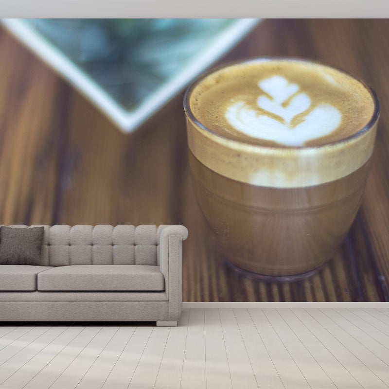 Soft Color Aromatic Coffee Mural Photography Horizontal Wall Covering for Coffee Shop