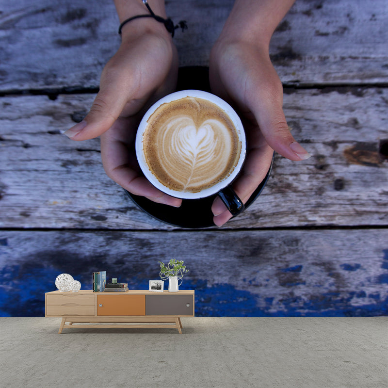 Dark Color Coffee Mural Wallpaper Contemporary Mildew Resistant Commerce Shop Decoration
