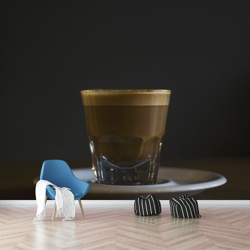 Dark Color Coffee Mural Wallpaper Contemporary Mildew Resistant Commerce Shop Decoration