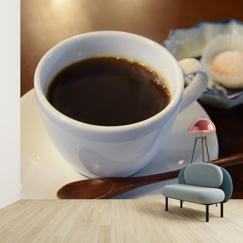 Dark Color Coffee Mural Wallpaper Contemporary Mildew Resistant Commerce Shop Decoration