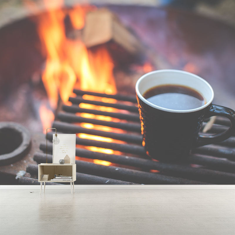 Modern Aromatic Coffee Mural Photography Horizontal Wall Covering for Coffee Shop