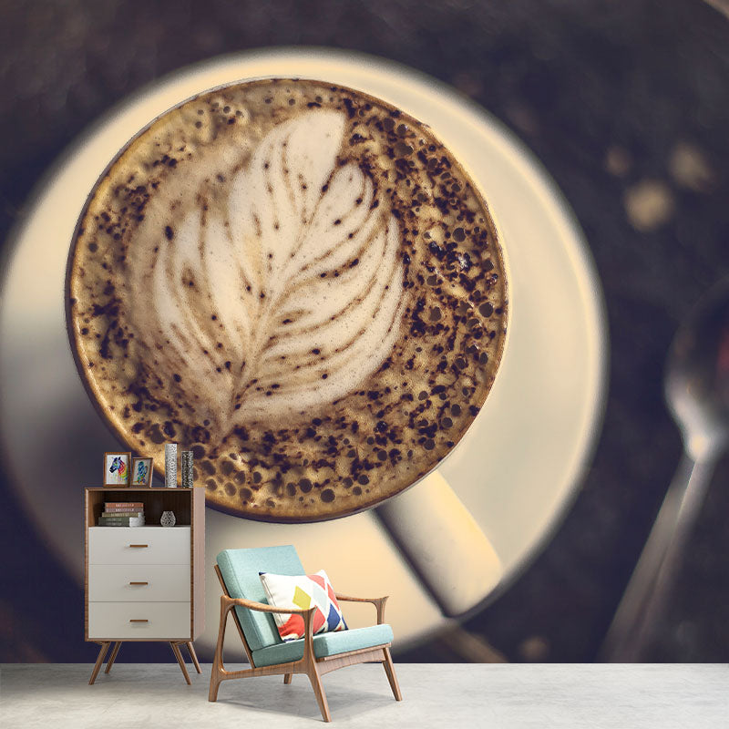 Modern Aromatic Coffee Mural Photography Horizontal Wall Covering for Coffee Shop
