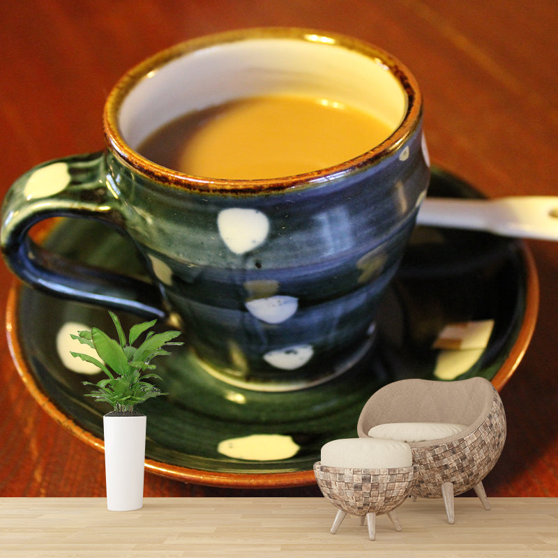 Aromatic Coffee Mural Photography Horizontal Wall Covering for Coffee Shop