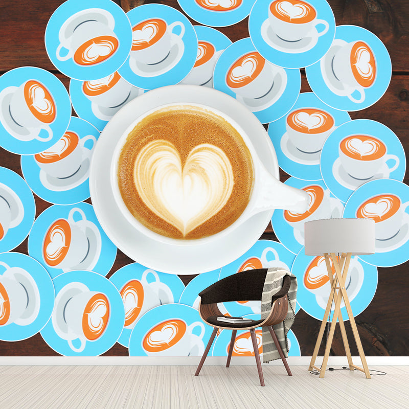 Aromatic Coffee Mural Photography Horizontal Wall Covering for Coffee Shop