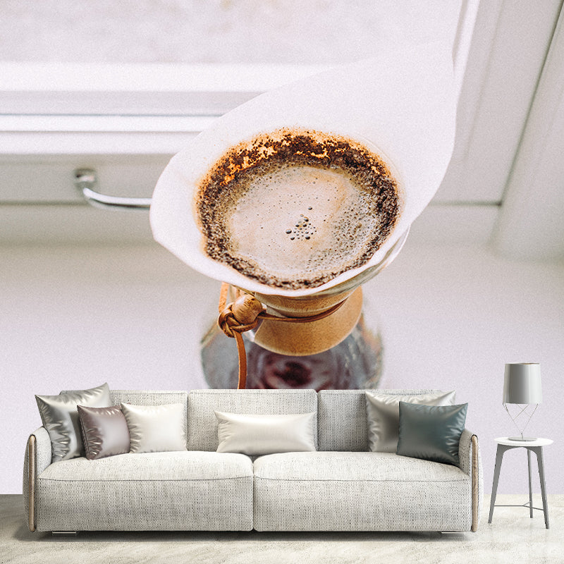 Customized Soft Color Coffee Mural Mildew Resistant Wallpaper for Coffee Shop